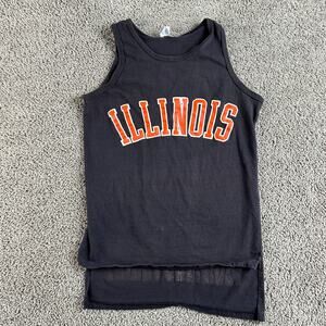 VINTAGE 80s Illinois Fighting Ilini Shirt Womens Small Black Orange Tank Artex
